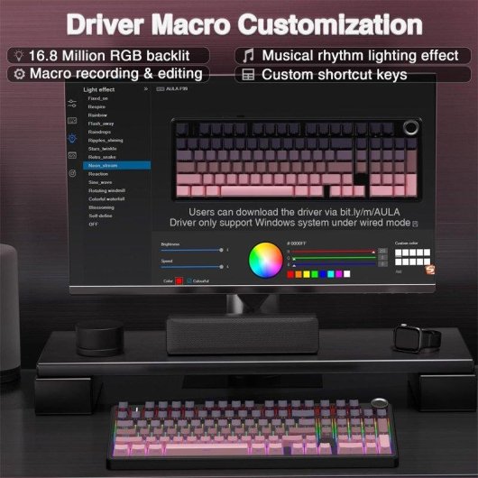 Teclado Aula F99 Pro mecánico compacto 96% Hot-swappable RGB 8000mAh