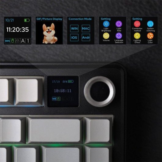 Teclado Aula F75 Max mecánico inalámbrico compacto 75% con pantalla TFT y RGB