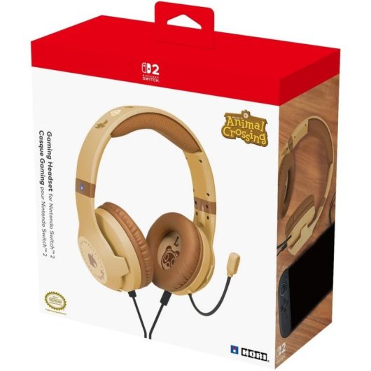 Casque HORI NSX-179E filaire pour Nintendo Switch, micro et contrôle volume, marron