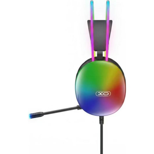 Auriculares xO GE11 con cable USB y jack 3,5 mm, micrófono y RGB, negros