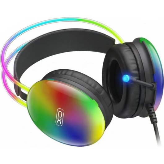 Auriculares xO GE11 con cable USB y jack 3,5 mm, micrófono y RGB, negros