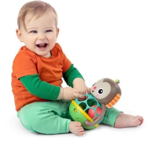 Sonoro Musical Bright Starts Grab & Giggle Monkey com Mais de 20 Sons e Luminoso