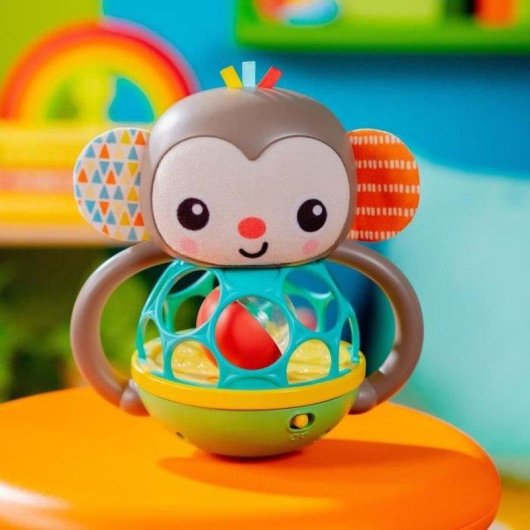 Sonoro Musical Bright Starts Grab & Giggle Monkey com Mais de 20 Sons e Luminoso