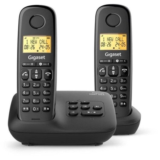Kabelloses Gigaset Basic 100a Duo Telefon mit Anrufbeantworter und Freisprech