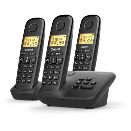 Telefone sem fios Gigaset Basic 100A Trio 3 terminais Contestador