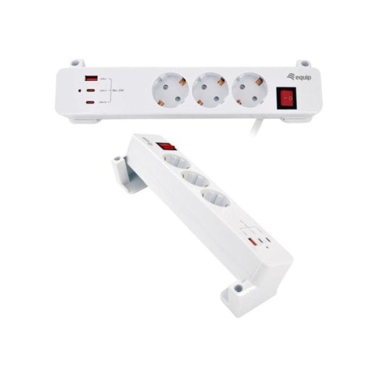 Regleta Equip 245556 3 Tomas Tipo F con 2 USB-C y 1 USB-A 20W