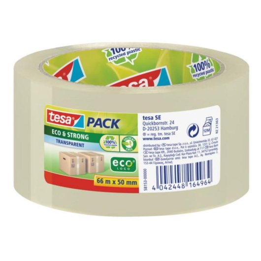 Cinta adhesiva de embalaje Tesa tesapack Eco & Strong 66 m x 50 mm transparente