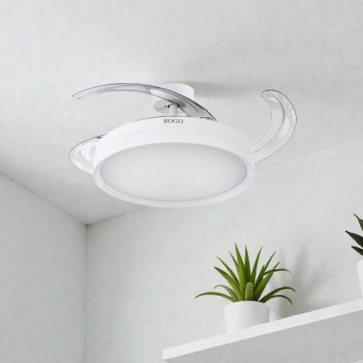 Ventilador de Techo con Luz SOGO VEN-SS-21845 30W 105cm 6 Velocidades Motor DC Aspas Retráctiles Mando