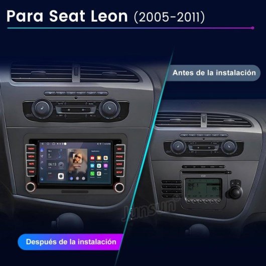 Autoradio Junsun Android 15 2+64GB CarPlay GPS DAB+ Bluetooth Seat Leon 2005-2012