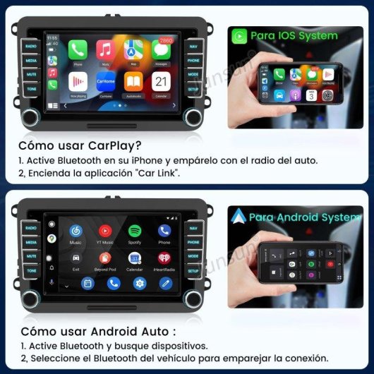Autoradio Junsun Android 15 2+64GB CarPlay GPS DAB+ Bluetooth Seat Leon 2005-2012