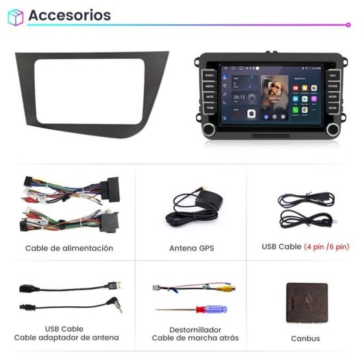 Autoradio Junsun Android 15 2+64GB CarPlay GPS DAB+ Bluetooth Seat Leon 2005-2012