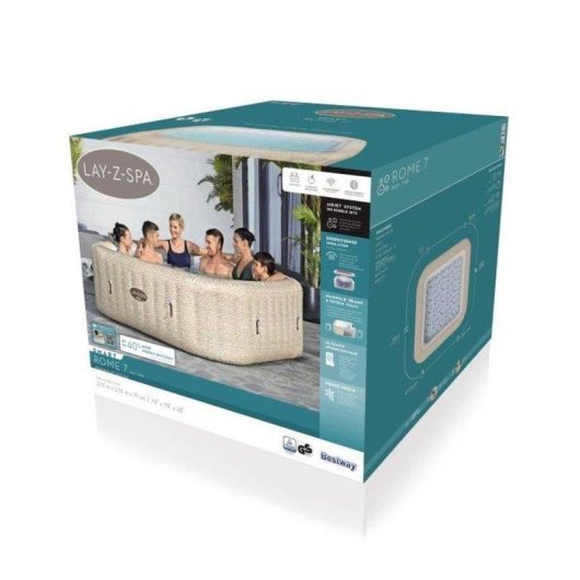 Spa gonflable Bestway Lay-Z-Spa Rome Carré 5-7 places 180 AirJets