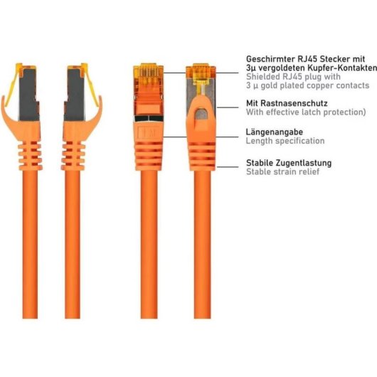 Cable de red Varia RJ45 Cat.7 S/FTP 2 m naranja