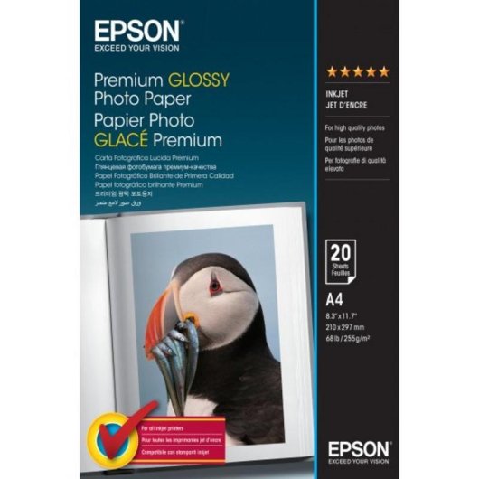 Papier Photo Epson Premium Glossy A4 255 g/m² 20 Feuilles
