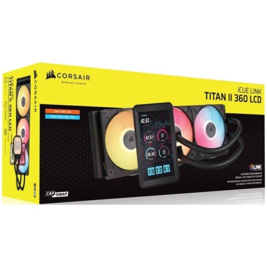 Refrigeración líquida Corsair iCUE LINK TITAN II 360 RX LCD 360mm 1 ventilador LCD RGB