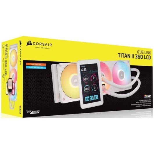 Refrigeración líquida Corsair iCUE LINK TITAN II 360 RX LCD 360mm 1 ventilador RGB