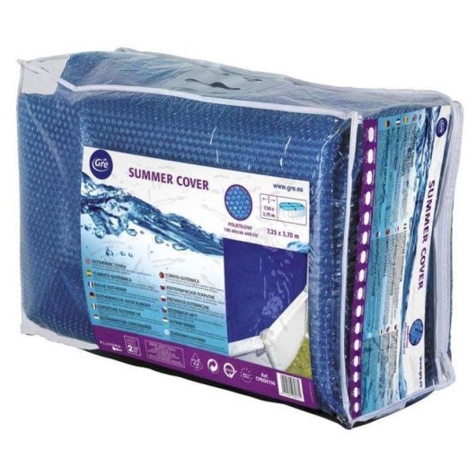 Bâche à Bulles GRE pour Piscine Ovale 7,25 x 3,70 m - Polymère Bleu 180 Microns
