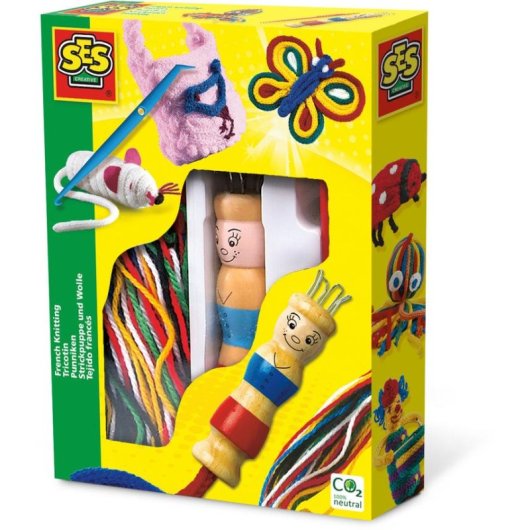 Kit Tricotín de Madera SES Creative con Hilos de Colores Variados