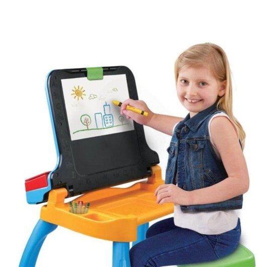 VTech MagiBureau Interactivo 6 En 1 Escritorio Musical Con Taburete, Paneles Educativos, Piano Y Altavoz