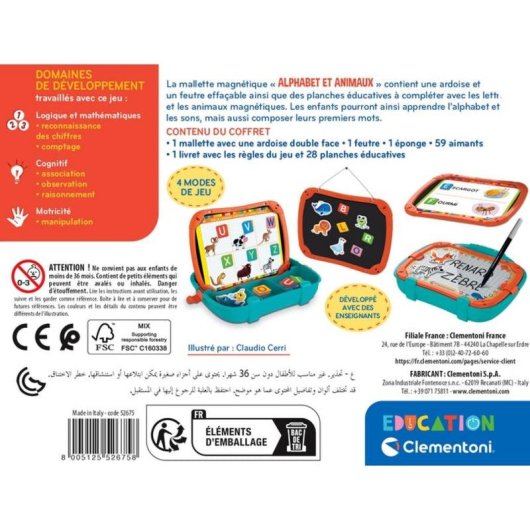 Juego educativo maletín magnético Clementoni Letras y Animales 3+ años