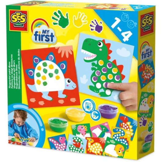 Fingerfarbkiste Dinosaurier SES Creative My First 10 Karten 3 waschbare Farben