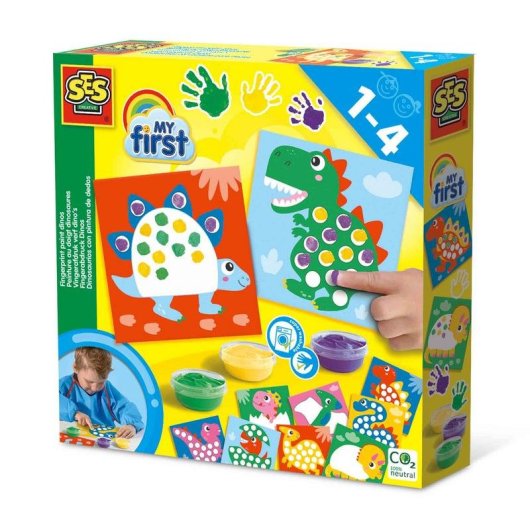Fingerfarbkiste Dinosaurier SES Creative My First 10 Karten 3 waschbare Farben