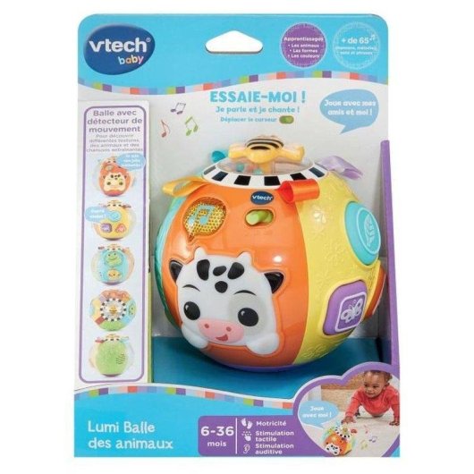 Bola interativa VTech Lumi Animal multicolor com luzes e sons para bebés 6-36 meses