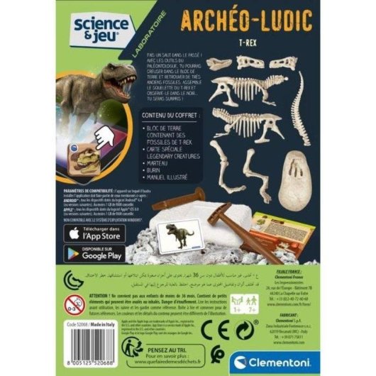Kit de excavación Clementoni Archéo Ludic T-Rex fosforescente