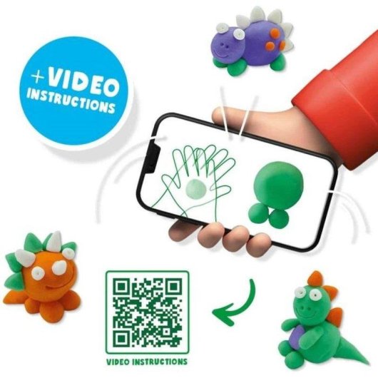 Kit Masa Moldeable SES Creative Fundo Dinosaurios 4 Botes Vegano Sin Gluten