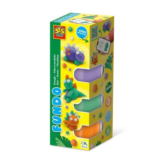 Kit Masa Moldeable SES Creative Fundo Dinosaurios 4 Botes Vegano Sin Gluten