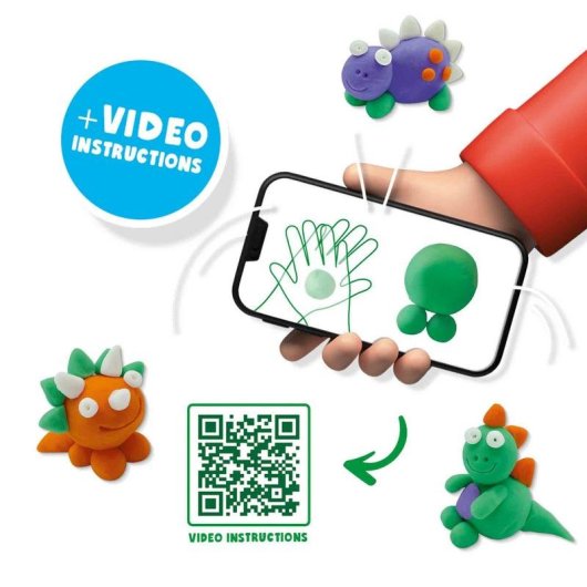 Kit Masa Moldeable SES Creative Fundo Dinosaurios 4 Botes Vegano Sin Gluten