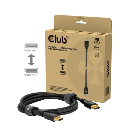 Cavo DisplayPort 2.1 CLUB3D CAC-1094 2 m 8K 240 Hz Nero