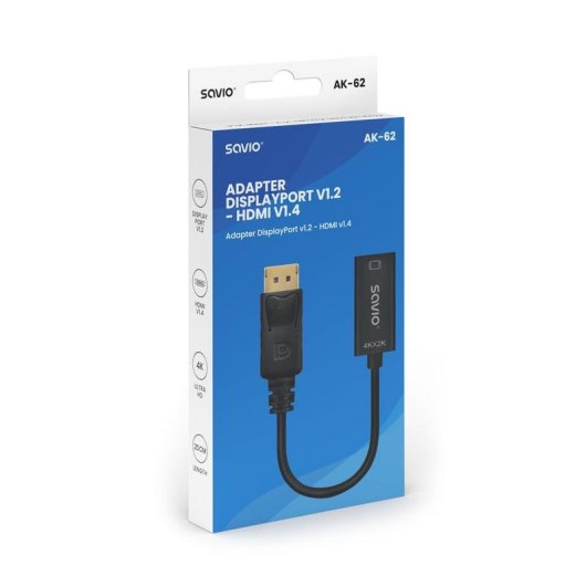 Adapter Savio AK-62 DisplayPort zu HDMI 0,2 m 4K