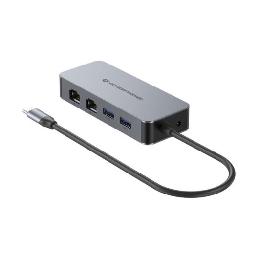 Conceptronic ABBY24G USB-C auf Gigabit Ethernet Adapter mit 2 USB-Anschlüssen