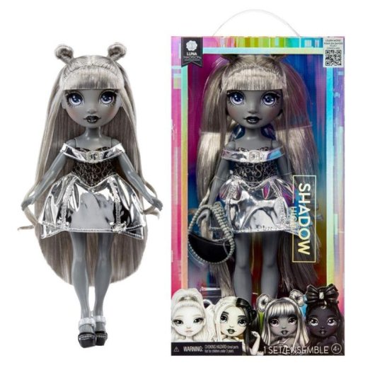 Boneca MGA Shadow High Luna 28 cm Articulada Cabelo Prata Vestido Metálico