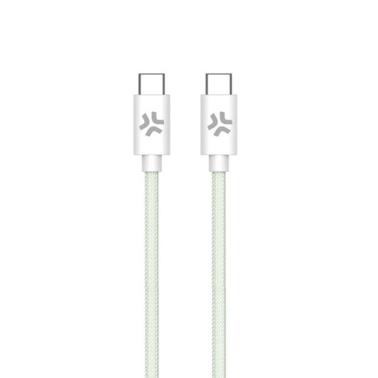 Cavo USB-C a USB-C Celly Intrecciato 1,5 m Verde/Bianco
