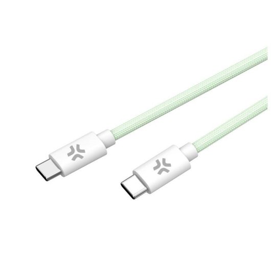 Cavo USB-C a USB-C Celly Intrecciato 1,5 m Verde/Bianco
