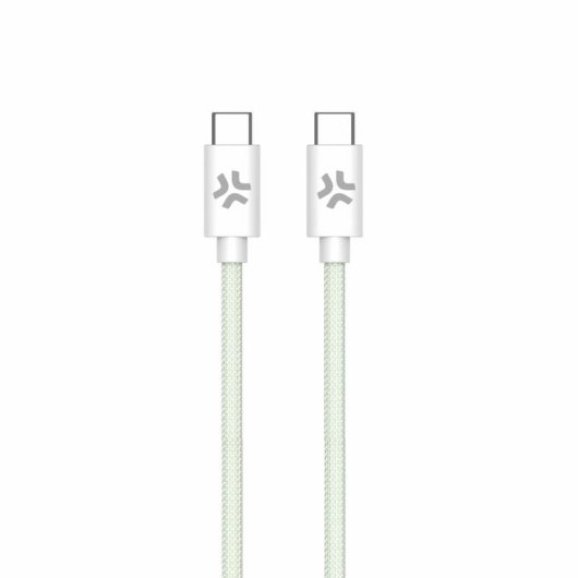 Câble USB-C à USB-C Celly 1,5 m Tressé Vert/Blanc