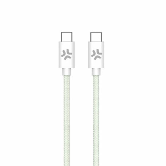 Cavo USB-C a USB-C Celly Intrecciato 1,5 m Verde/Bianco
