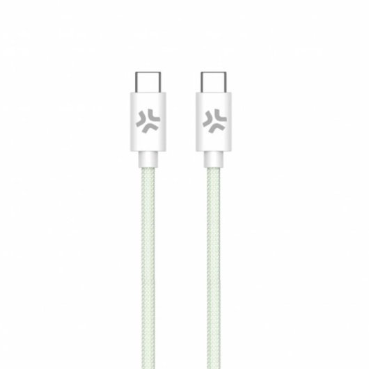 Cavo USB-C a USB-C Celly Intrecciato 1,5 m Verde/Bianco