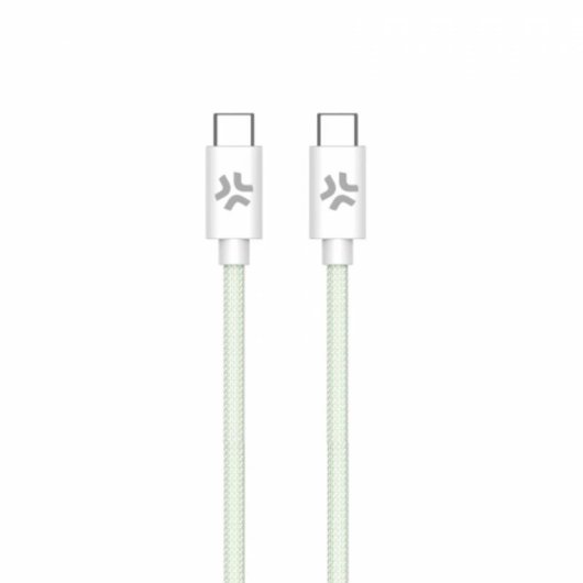 Cavo USB-C a USB-C Celly Intrecciato 1,5 m Verde/Bianco