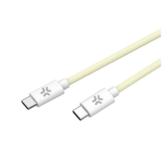 Câble USB-C Celly 1,5 m Tressé Charge Rapide 100W Blanc Jaune