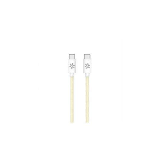 Câble USB-C Celly 1,5 m Tressé Charge Rapide 100W Blanc Jaune
