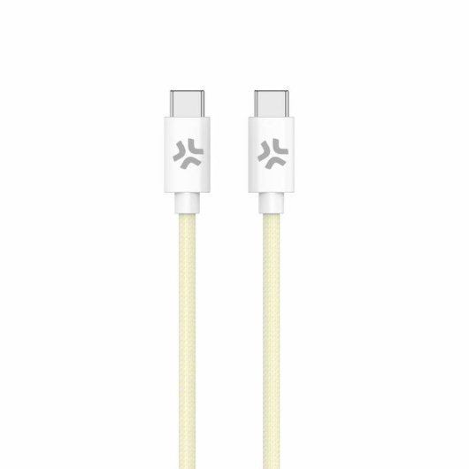 Câble USB-C Celly 1,5 m Tressé Charge Rapide 100W Blanc Jaune