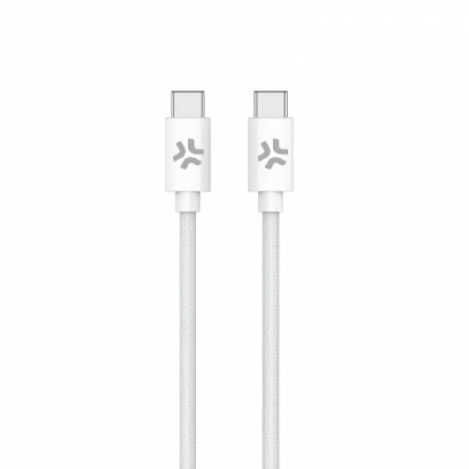 USB-C auf USB-C Kabel CELLY 1,5 m Geflochten Schnellladen 100W Weiß