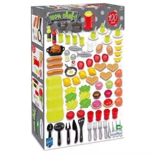 Cozinha de Brincar Ecoiffier 100% Chef 100 Peças Multicor