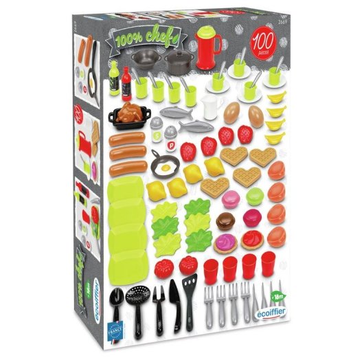 Cozinha de Brincar Ecoiffier 100% Chef 100 Peças Multicor