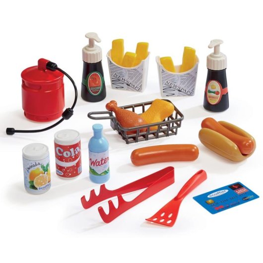 Carrinho Street Food Ecoiffier 100% Chef Brinquedo Cozinha 25 Peças
