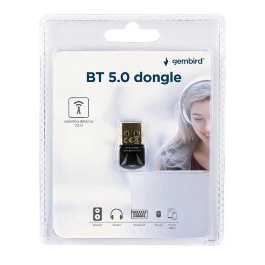 Scheda di Rete Gembird BTD-MINI6 USB Bluetooth 5.0 Wireless Portata 20 m