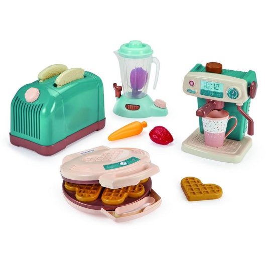 Juego de cocina infantil Ecoiffier 4 en 1 Tostadora Gofrera Batidora Percolador